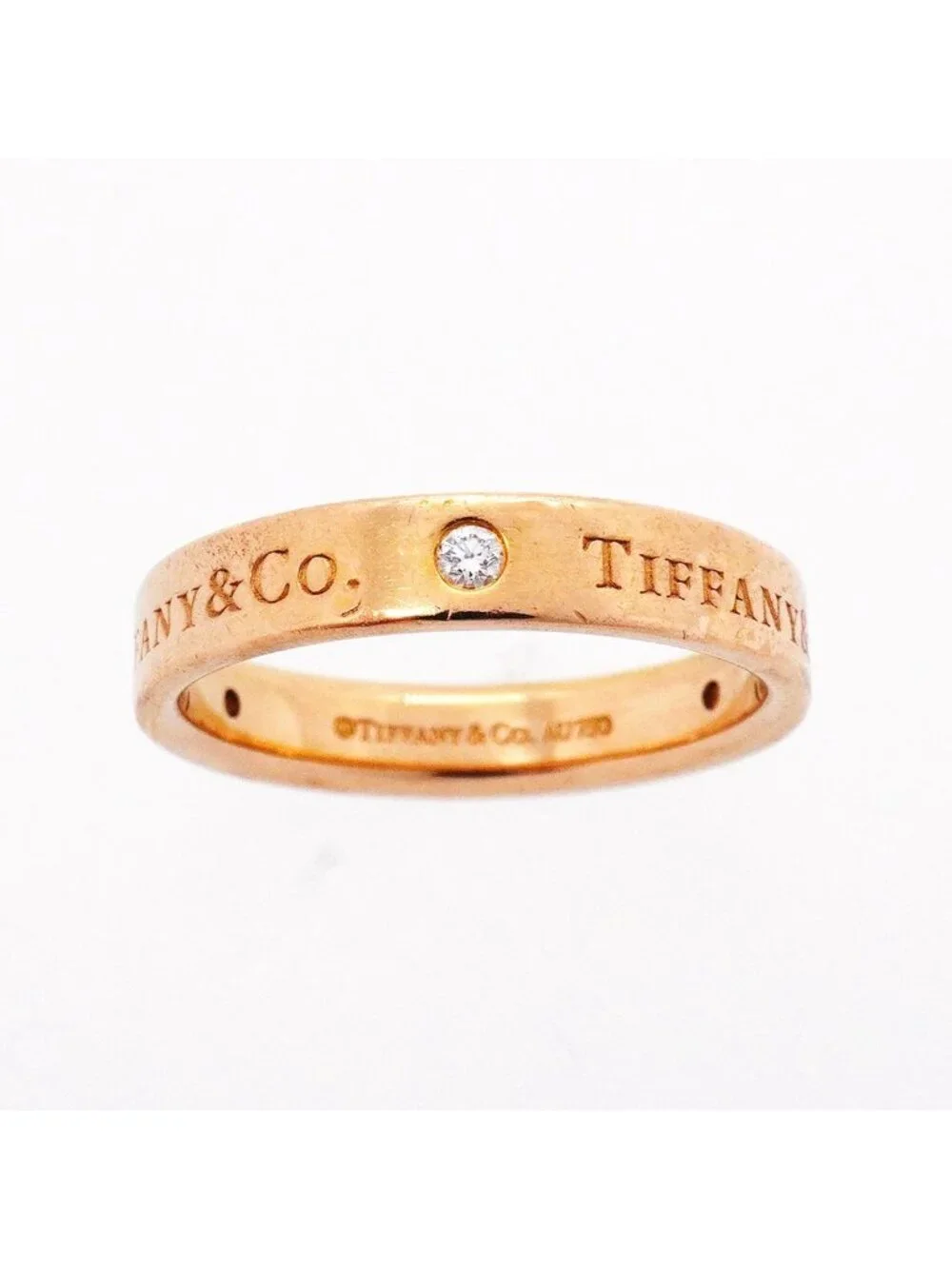 Tiffany & Co Ring Flat Band 18k Pink Gold Diamond